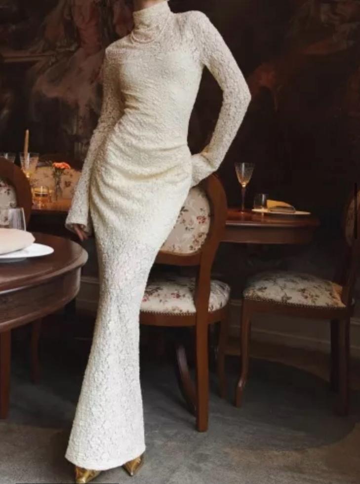 Молочное ажурное платье