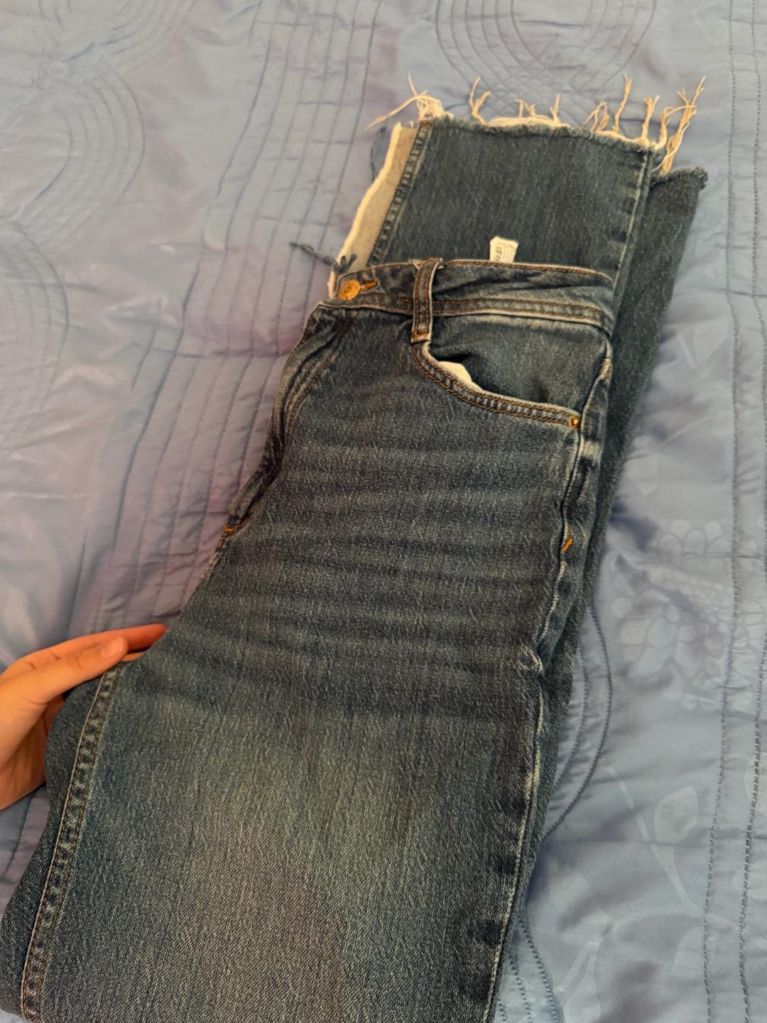 Zara Темно синие клеш джинсы — фото 2