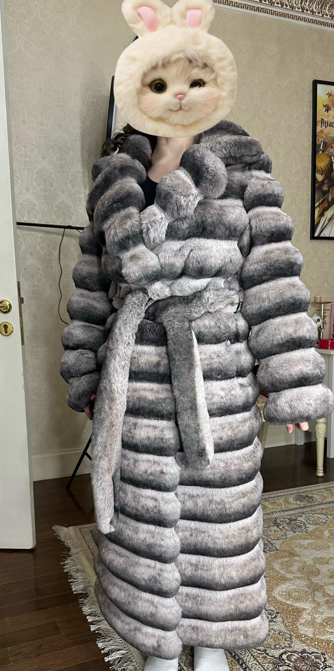 TIOR BOUTIQUE Шуба из стриженной шерсти под шиншиллу, эко, длинная — фото 2