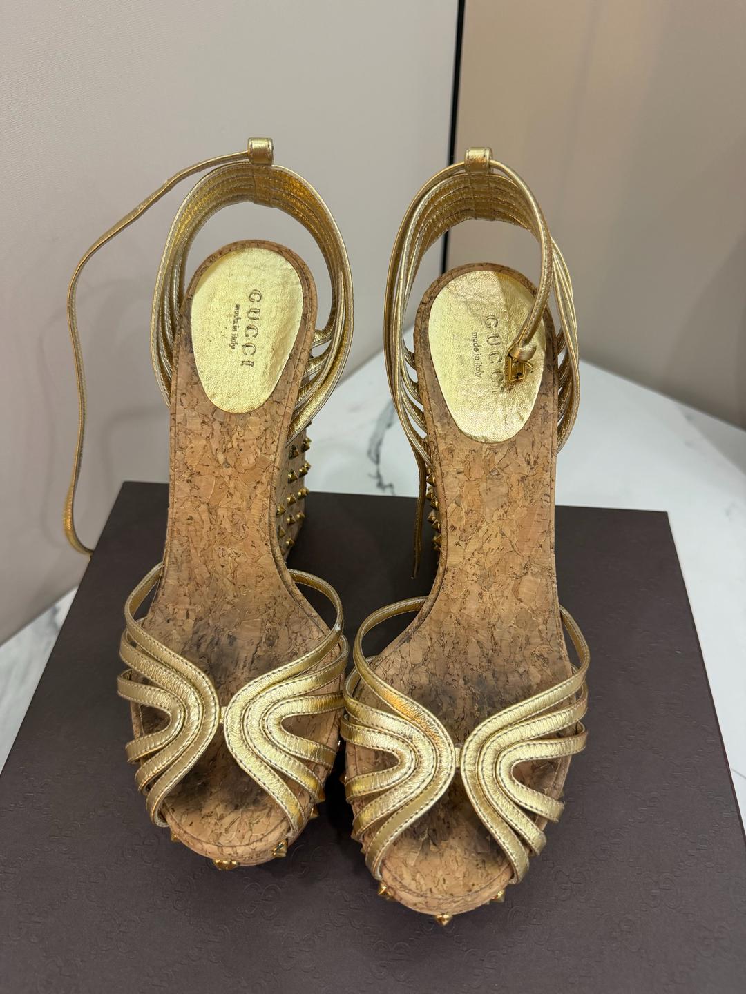 Gucci Босоножки Gucci на танкетке — фото 2
