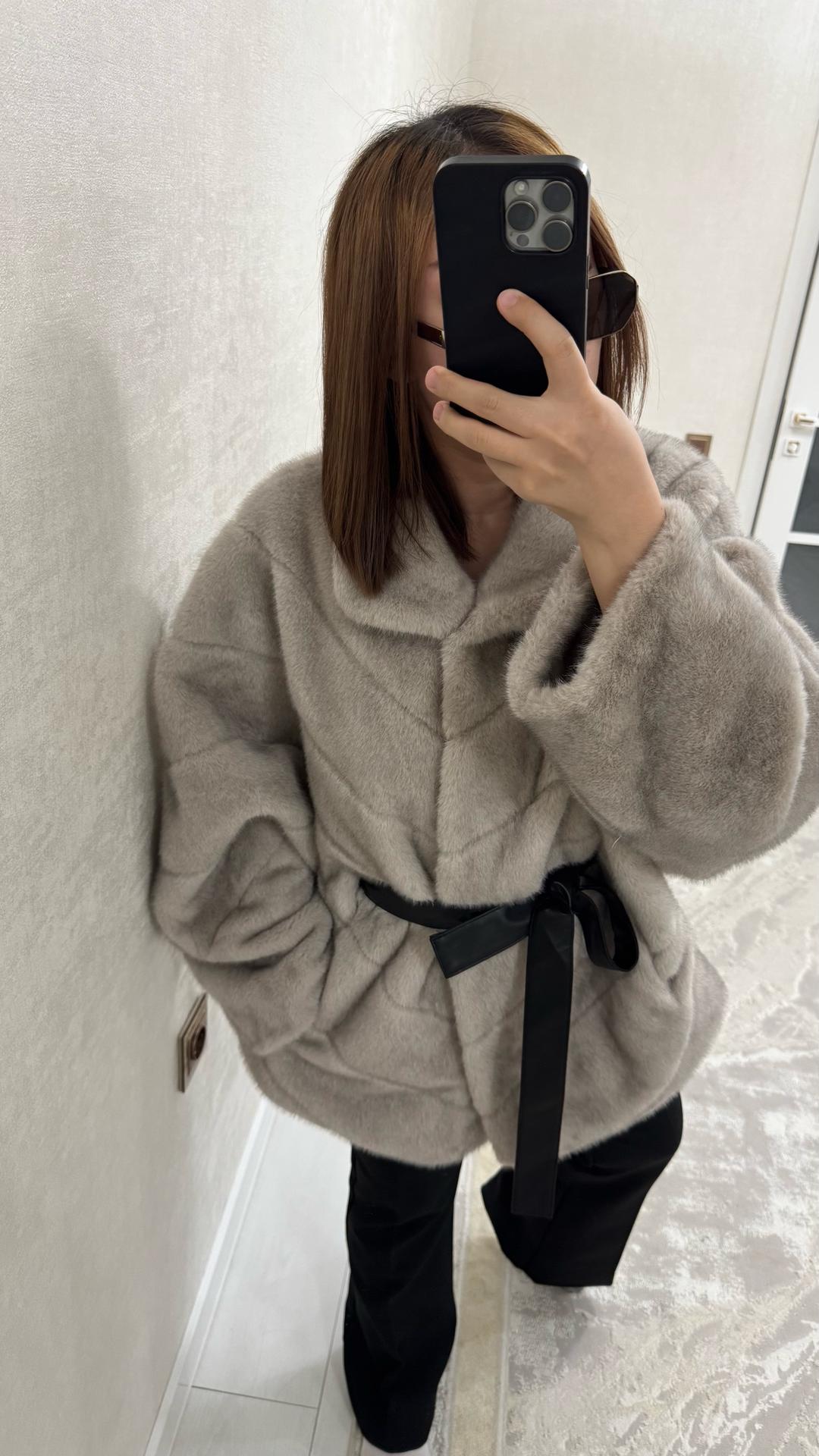 Lily Шуба пончо с поясом — фото 2