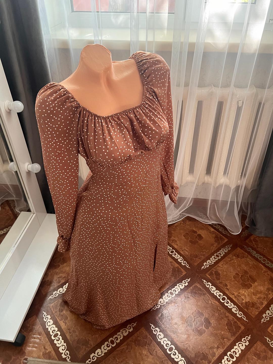 Платье в горошек с длинным рукавом — фото 2