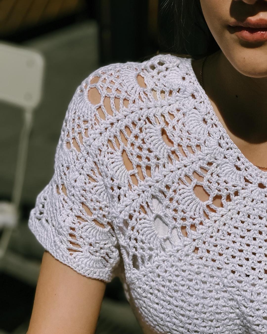 Handmade (ручная работа) Вязаная ажурная футболка ручной работы — фото 2