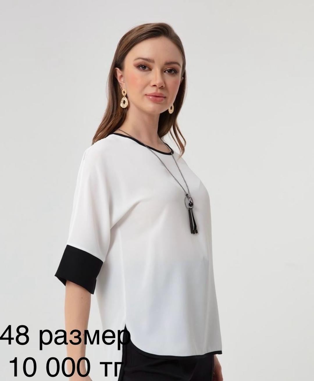 Нет бренда Блуза с контрастной отделкой — фото 2