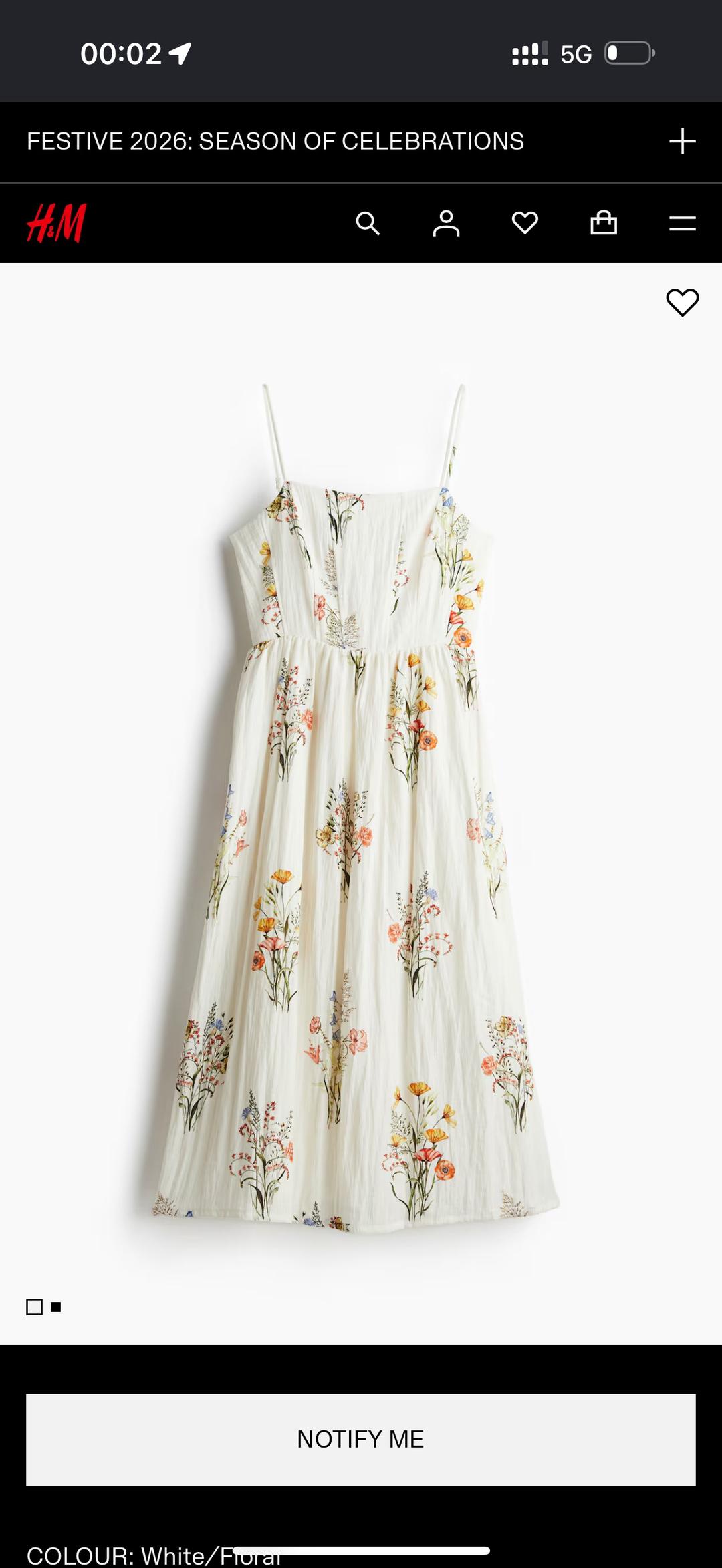 H&M платье H&M с цветочным принтом на бретелях — фото 2