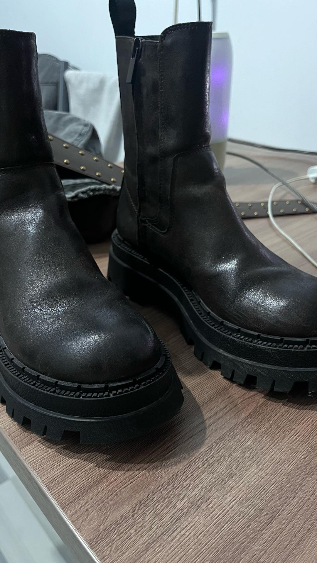 Zara Ботинки на платформе с эффектом потертости — фото 2