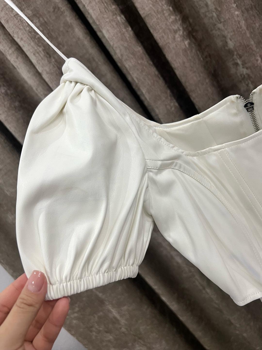 Bershka Кожаный белый топ бершка — фото 2