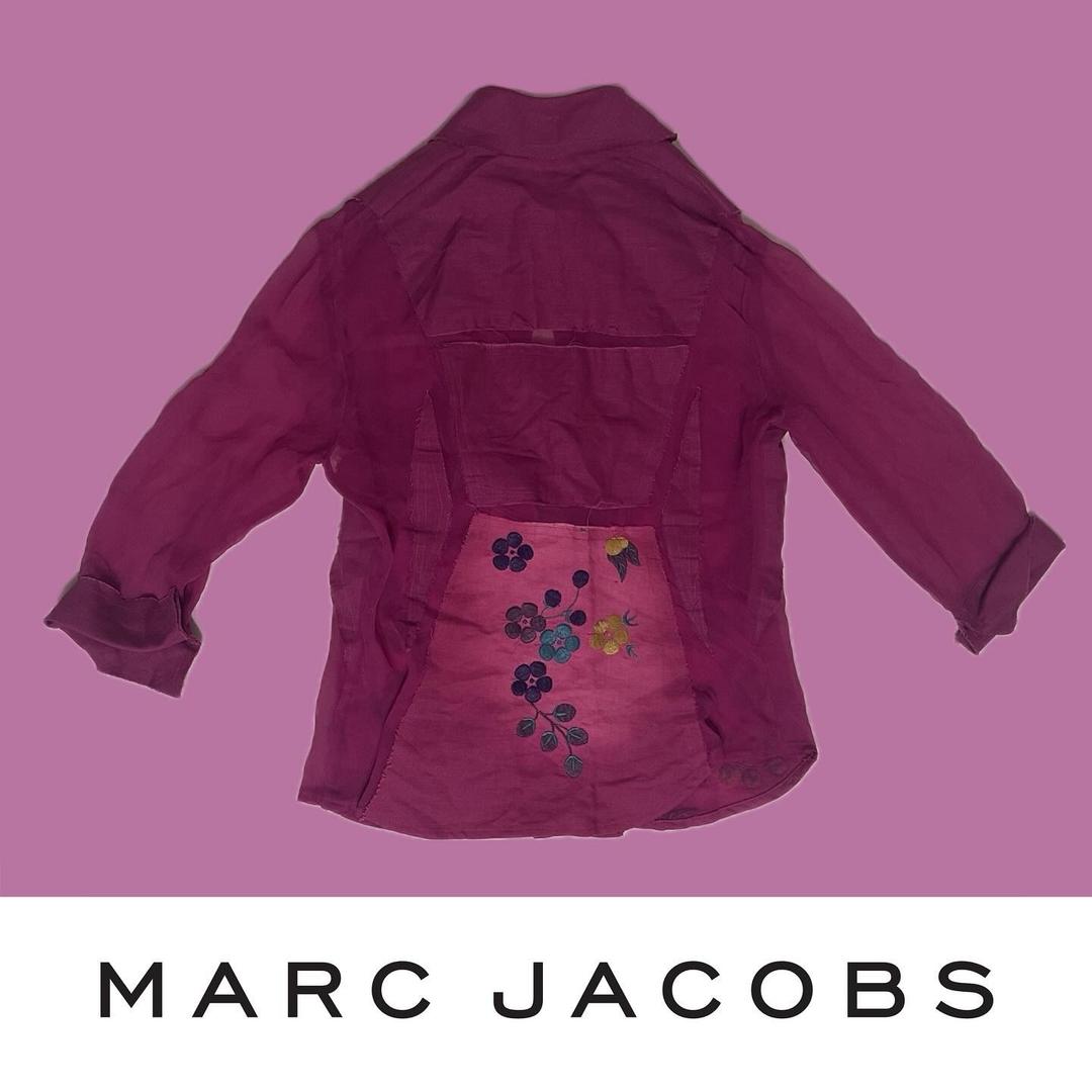 Marc Jacobs Marc jacobs 100% шелк винтажная рубашка в стиле печворк — фото 2