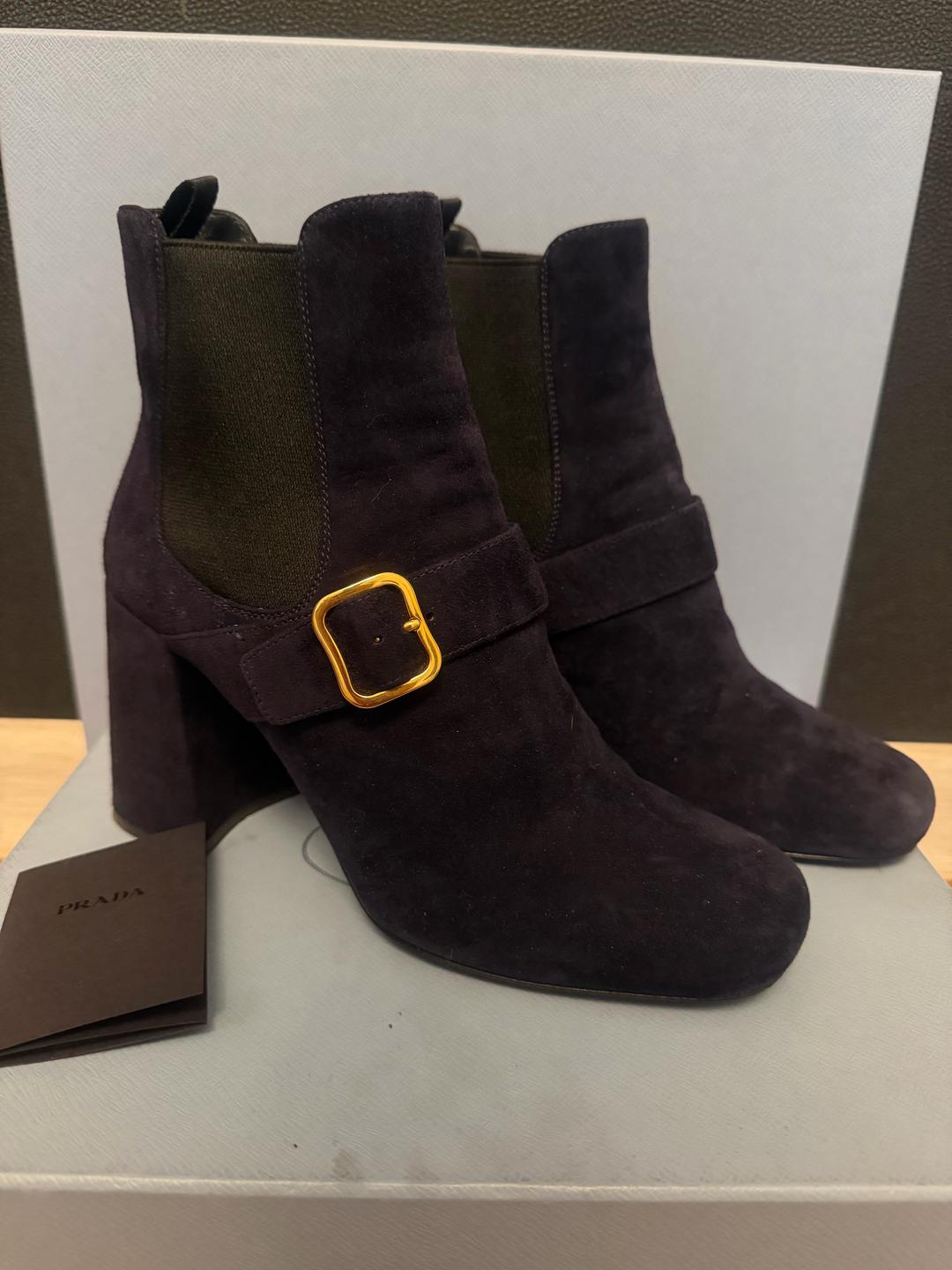 Prada Ботильоны Prada из замши синегоцвета — фото 2