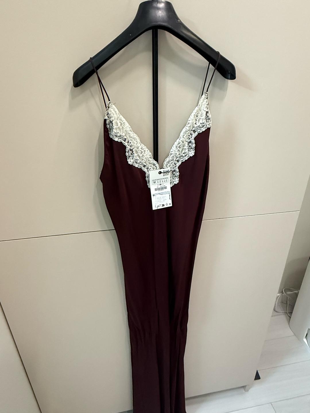 Zara Платье Zara комбинация миди с кружевом — фото 2