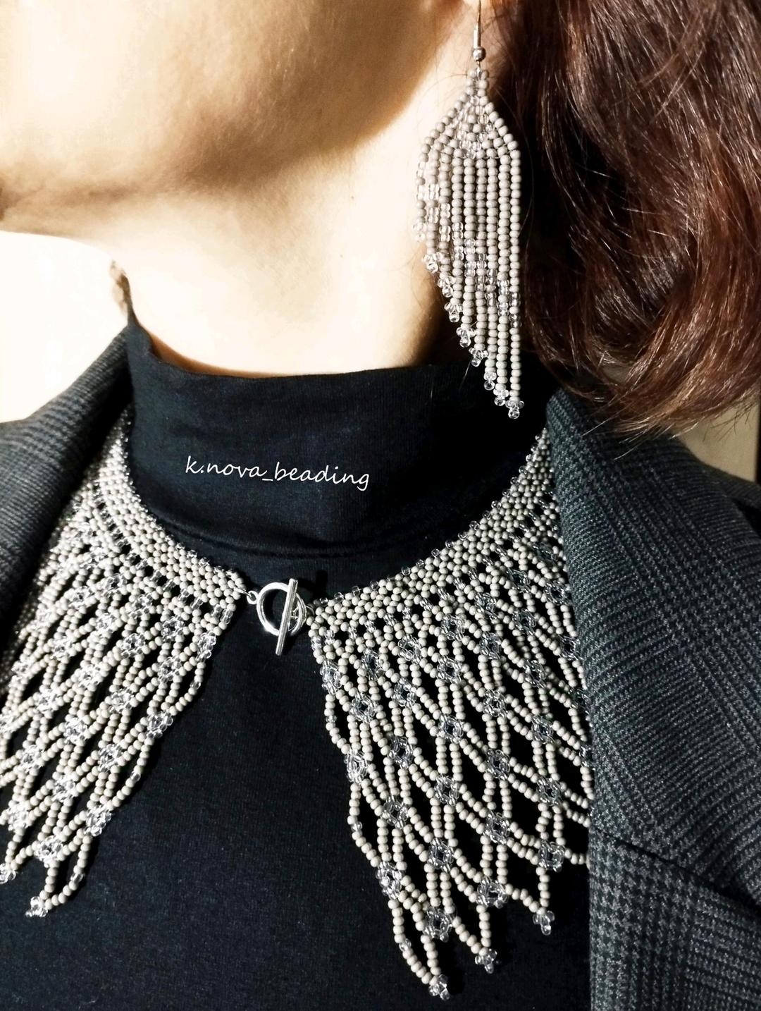 k.nova_beading Украшения из бисера - воротничок и серьги — фото 2
