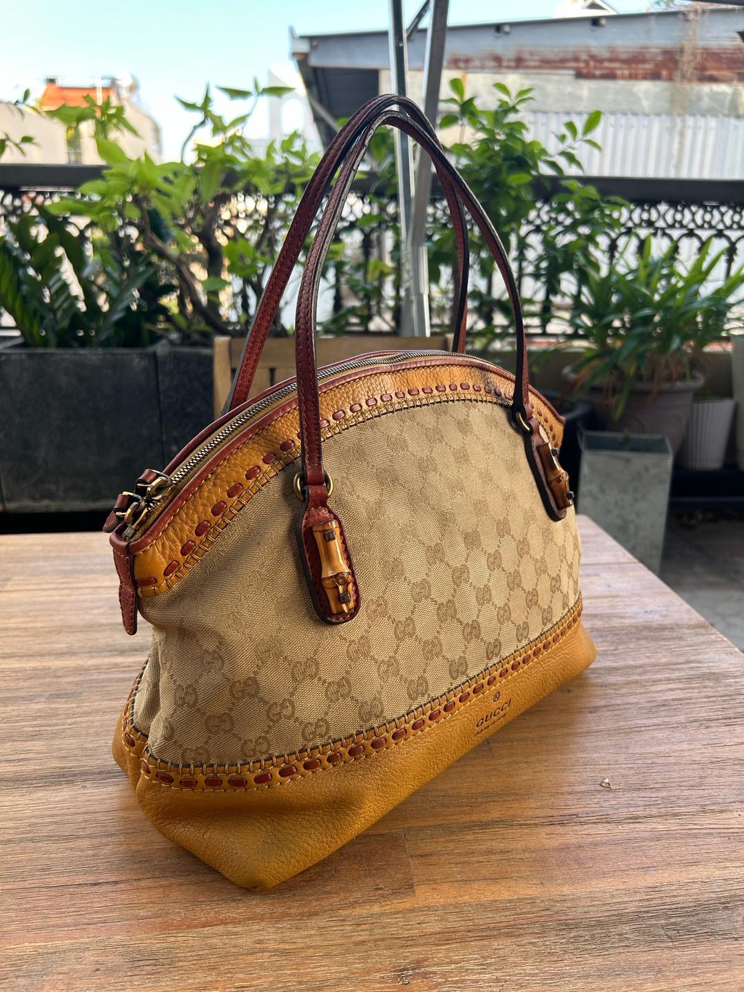 Gucci Gucci GG Canvas Bamboo Laidback Crafty Tote Bag сумка — фото 2