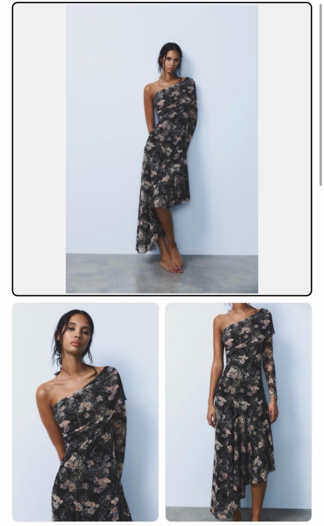 Zara Платье с цветочным принтом на одно плечо ZARA — фото 2
