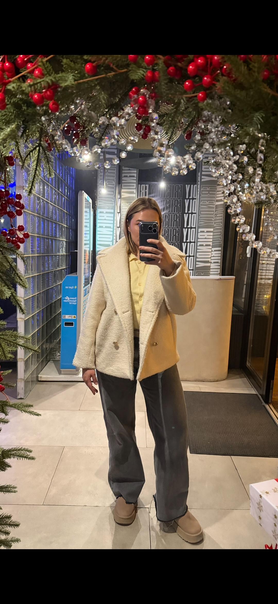 Zara Белое полу-пальто Zara — фото 2