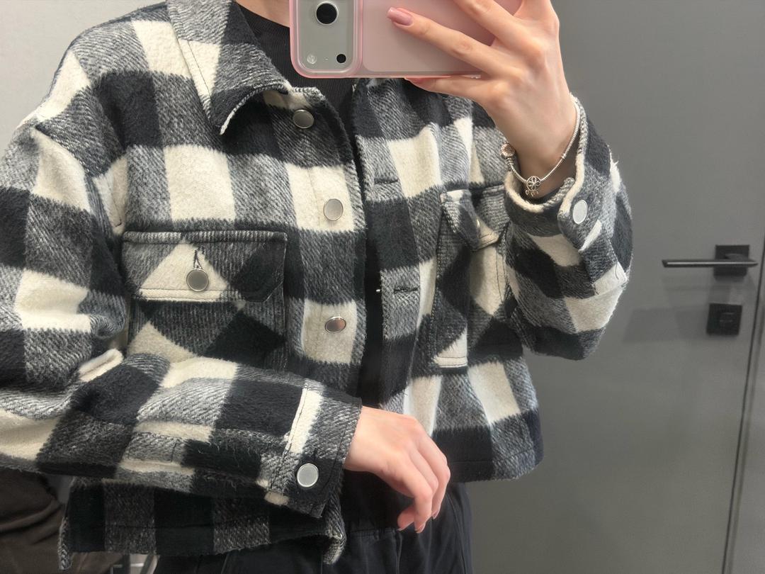 Zara Укороченная клетчатая куртка-рубашка — фото 2