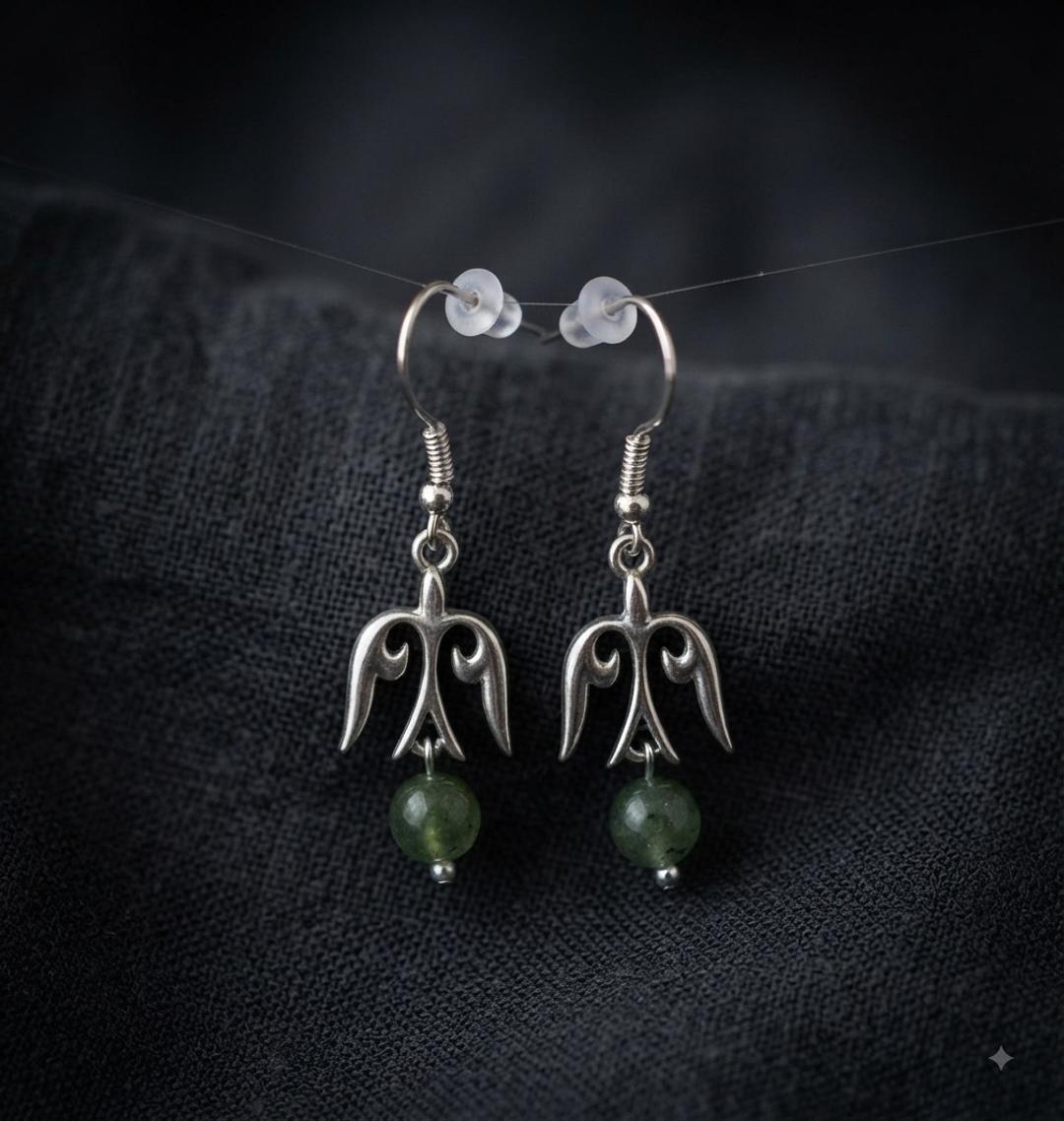 Handmade (ручная работа) Серьги с натуральным камнем жадеит — фото 2