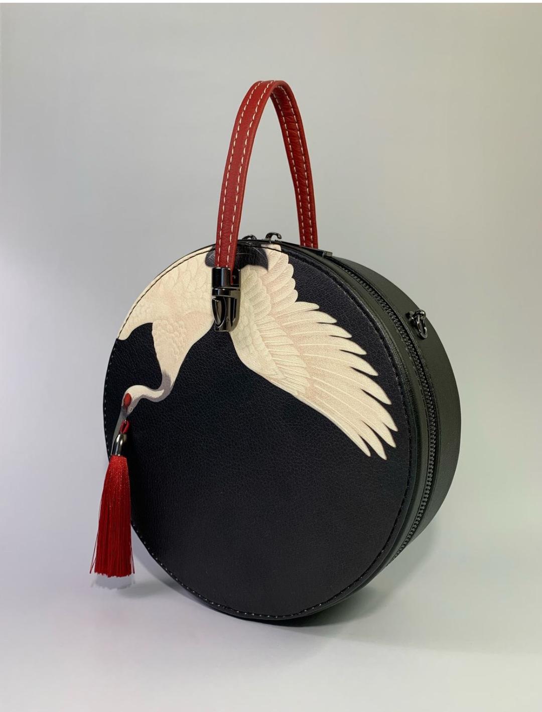 Handmade (ручная работа) Круглая сумка «Журавлик» — фото 2