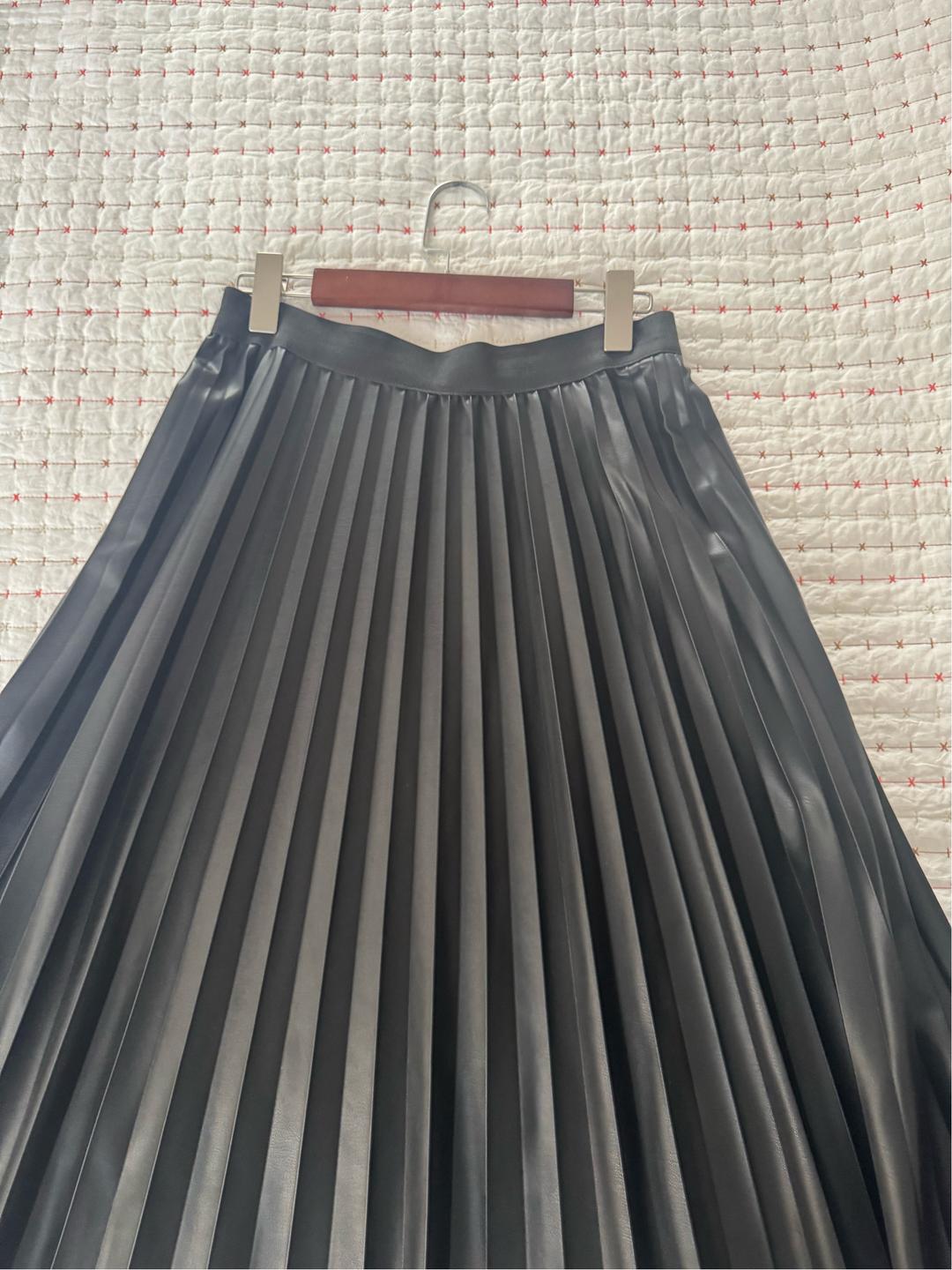 Zara Плессированная кожаная юбка Zara — фото 2