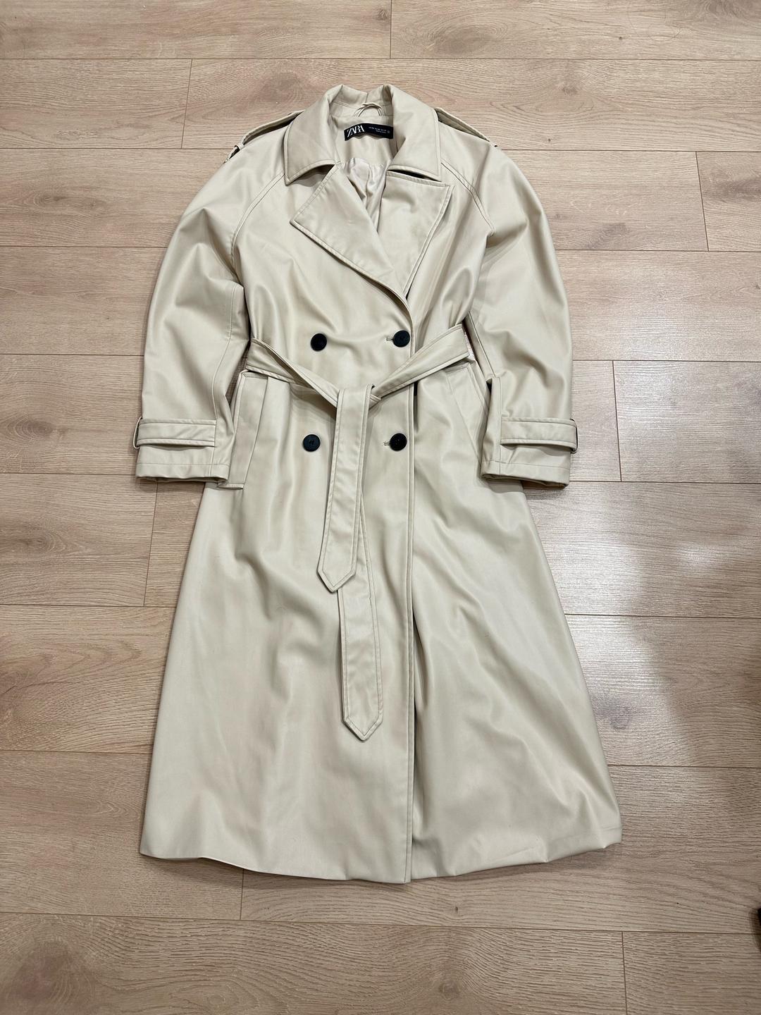 Zara Длинный кожаный тренч Zara / Стильный плащ эко-кожа — фото 2