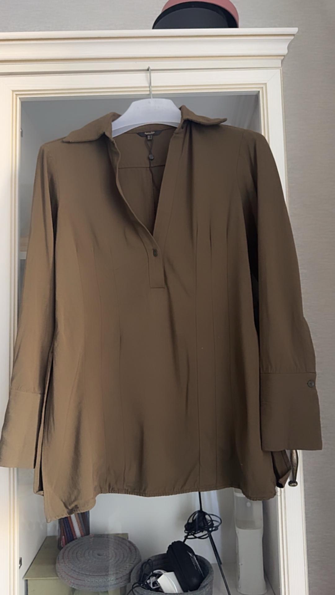 Massimo Dutti Блузка Massimo Dutti, размер S (EUR S, USA S), цвет хаки / оливковый (color: 50 — фото 2