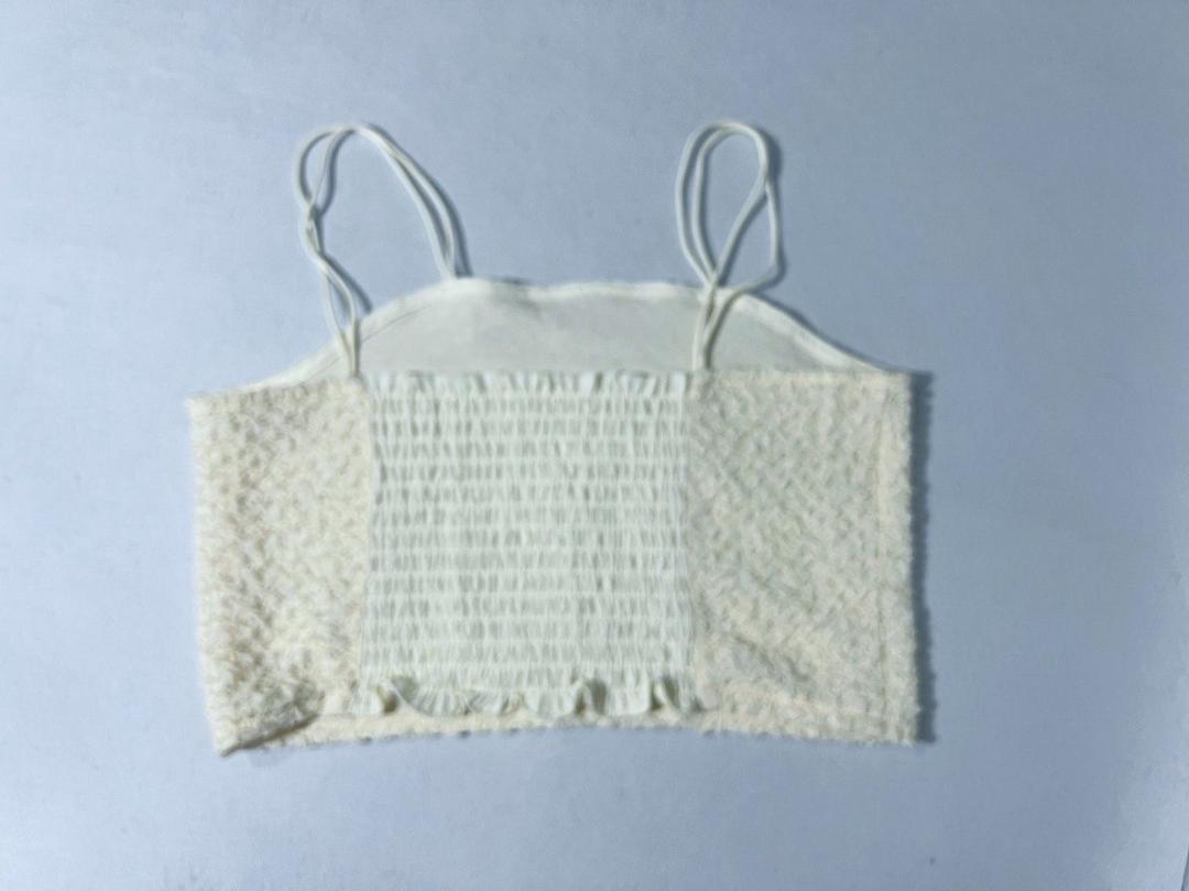 Нет бренда Кроп топ укорочённый L XL 48-50 кремовый на лямках — фото 2