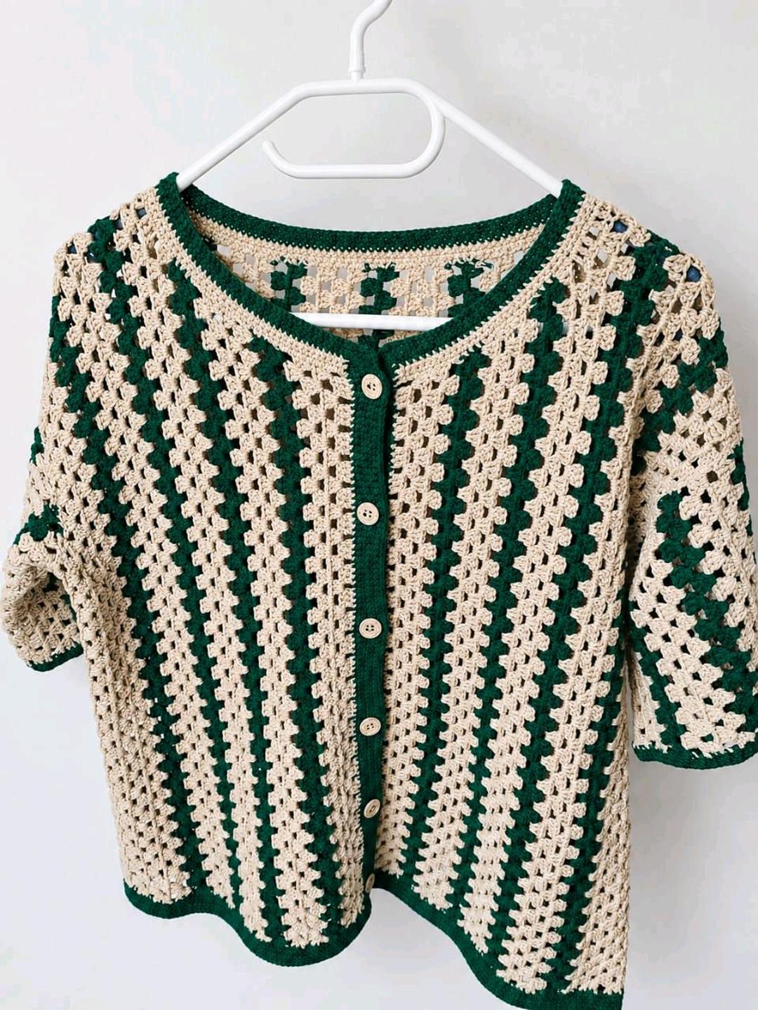 Handmade (ручная работа) Жакет с коротким рукавом 💚🤎 — фото 2