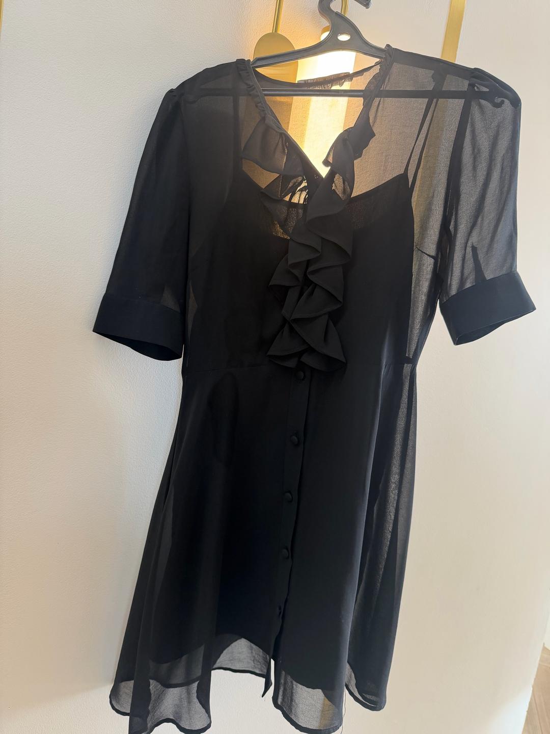 Zara Черное платье с оборками Зара — фото 2