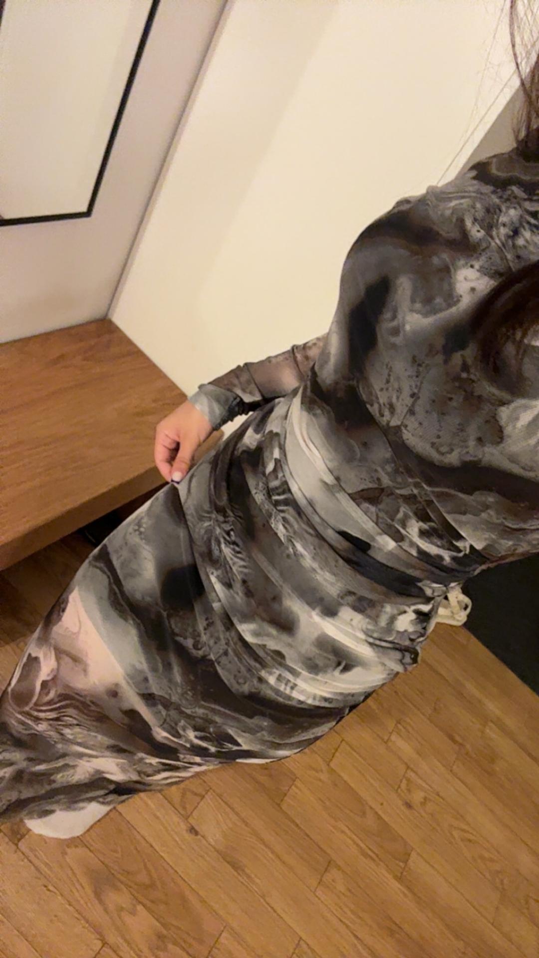 Bershka Платье макси с абстрактным принтом из сетки — фото 2