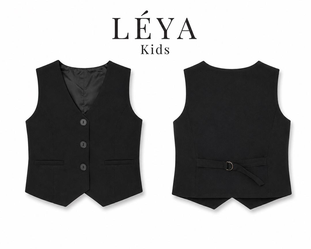 LÉYA Kids Школьный комплект для девочек: жилет и юбка черный — фото 2