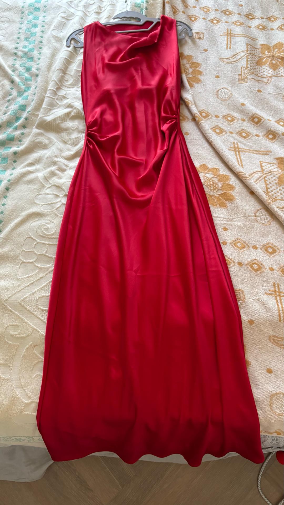 Zara Красное атласное платье — фото 2