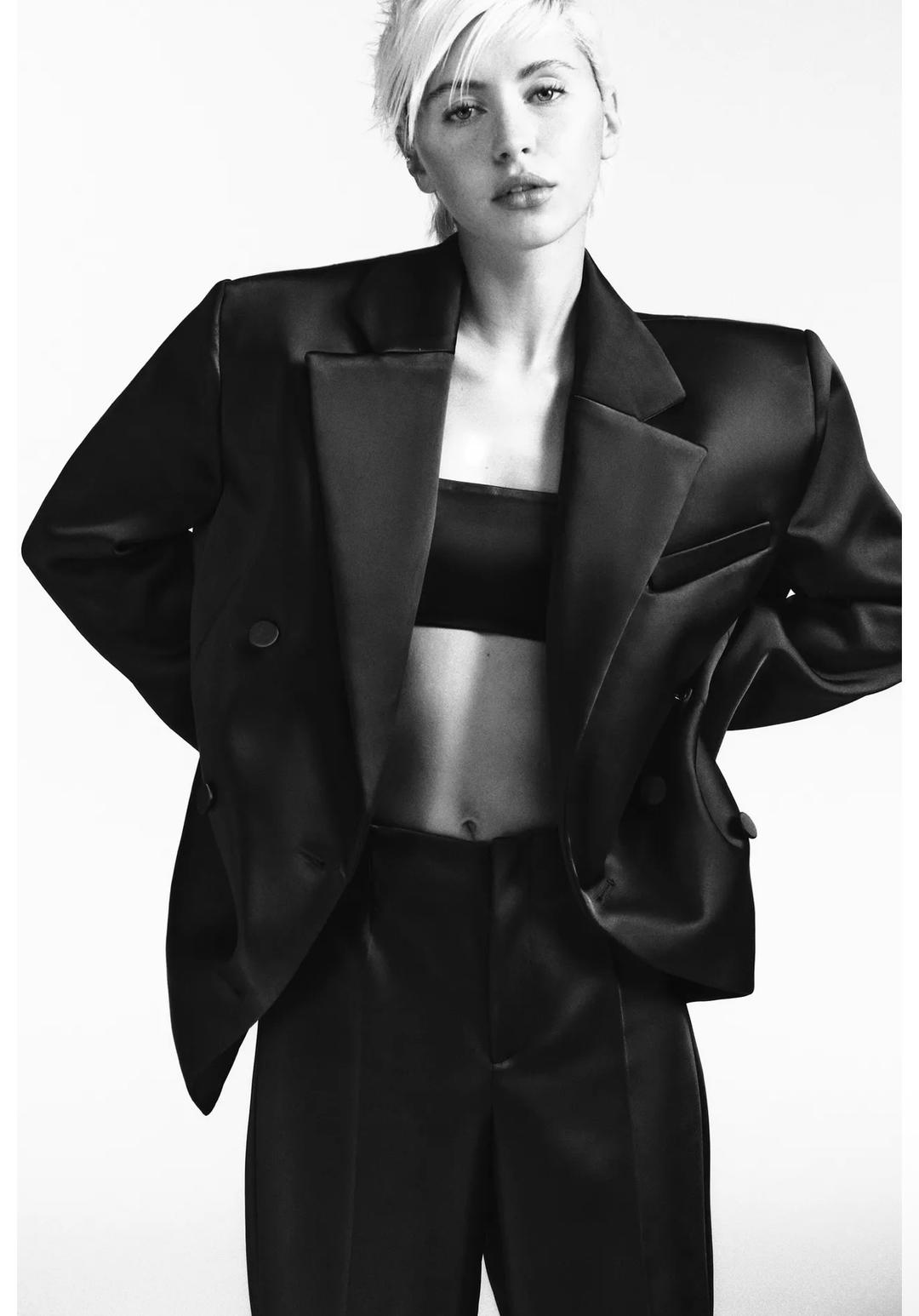 Zara Zara новый костюм атласный пиджак и брюки комплект — фото 2