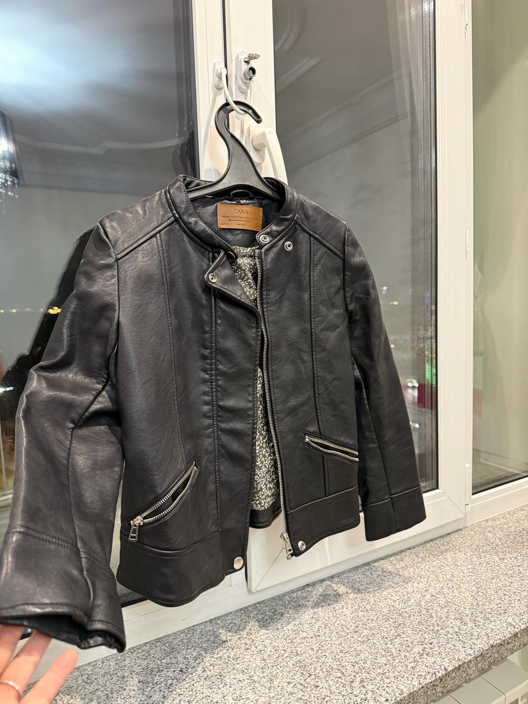 Zara Куртка ZARA с косой застежкой из кожи — фото 2