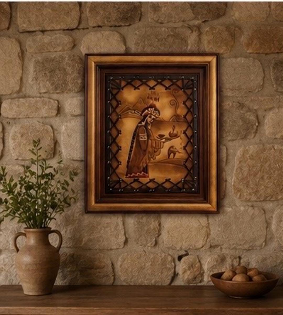 Нет бренда Авторская картина из натуральной кожи (handmade) — фото 2