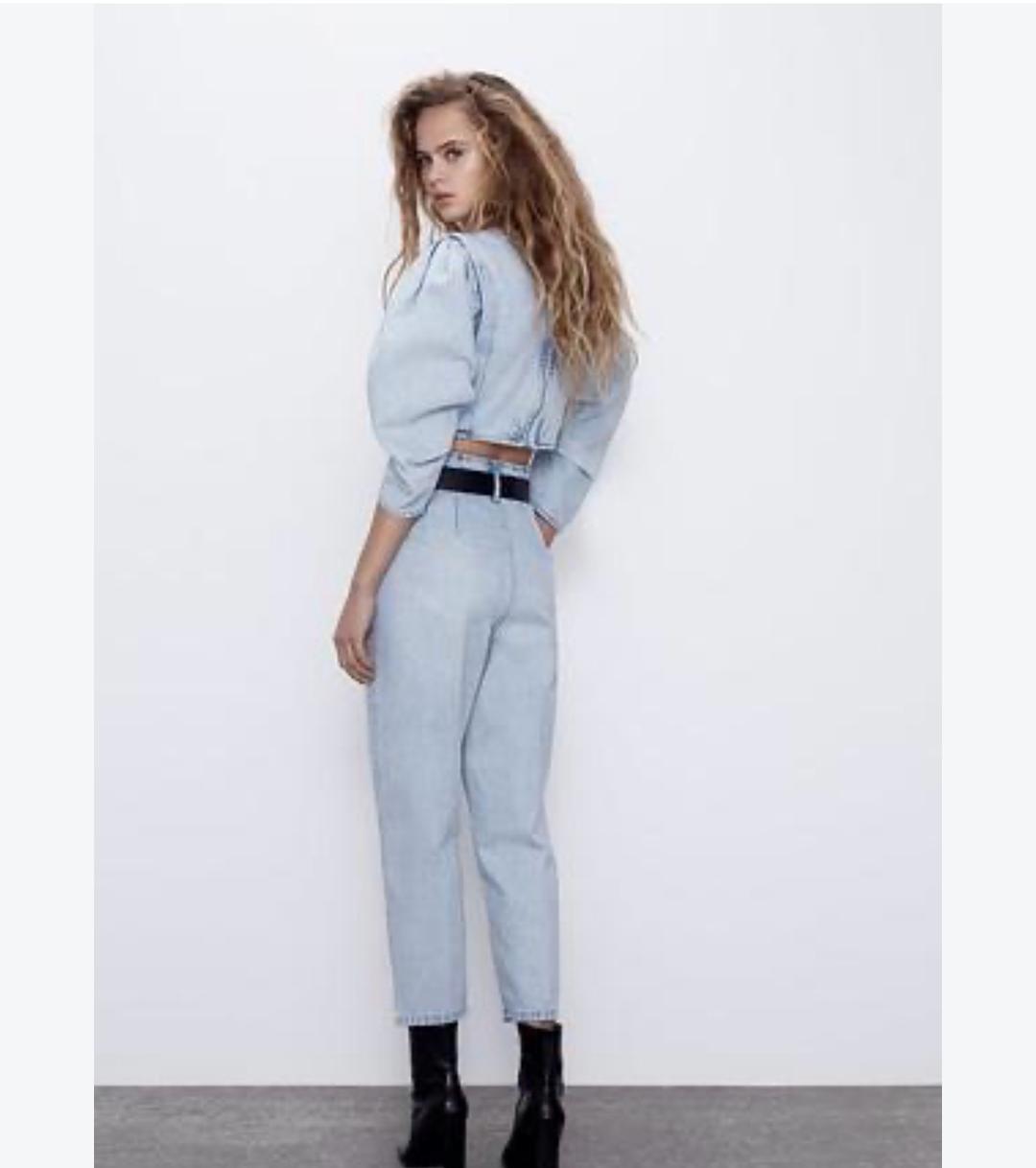 Zara Костюм Zara топ на замке с пышными рукавами и джинсы! — фото 2
