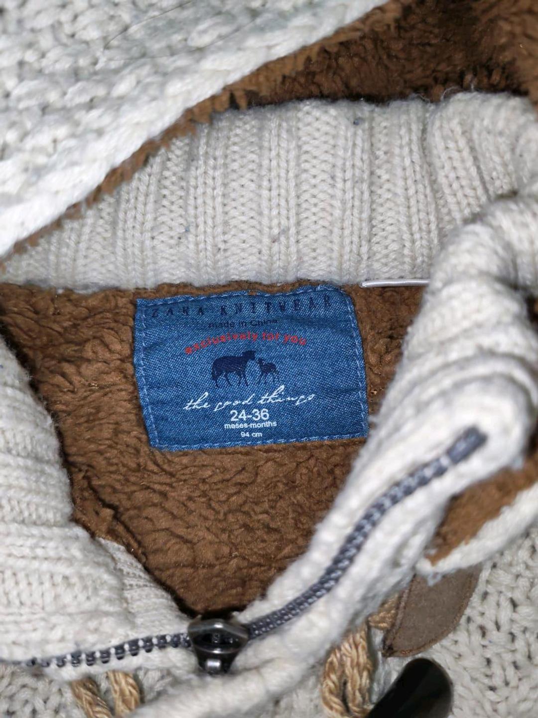Zara Утепленный вязаный кардиган куртка Zara Kids с шапкой (размер 94, 2–3 года) — фото 2