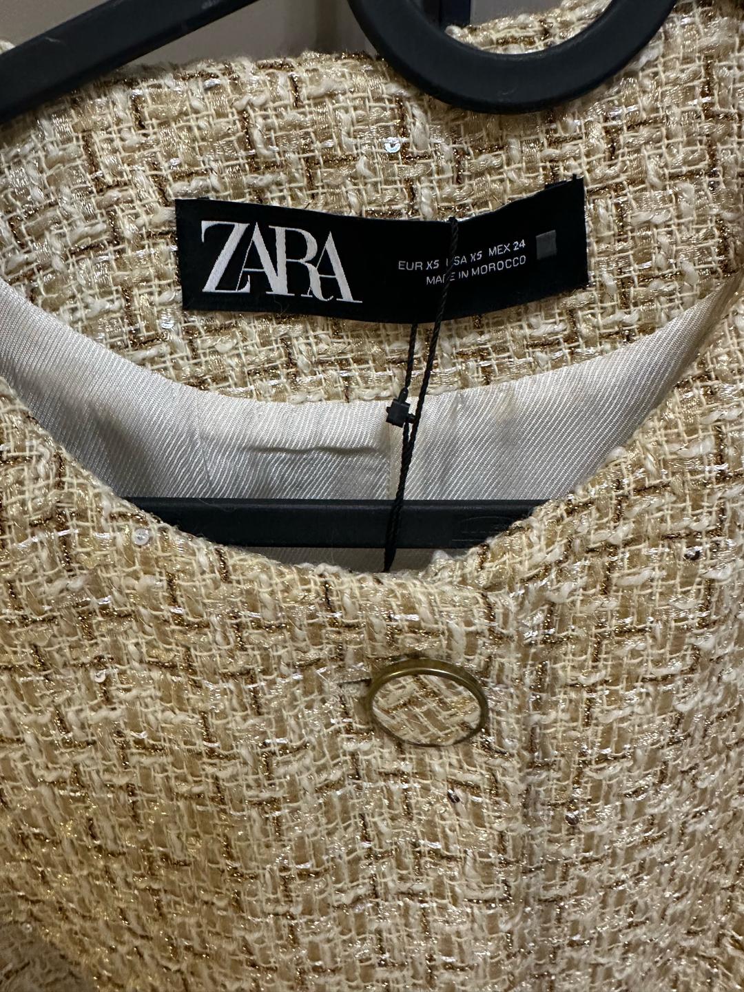 Zara Золотистая твидовая жилетка Zara — фото 2