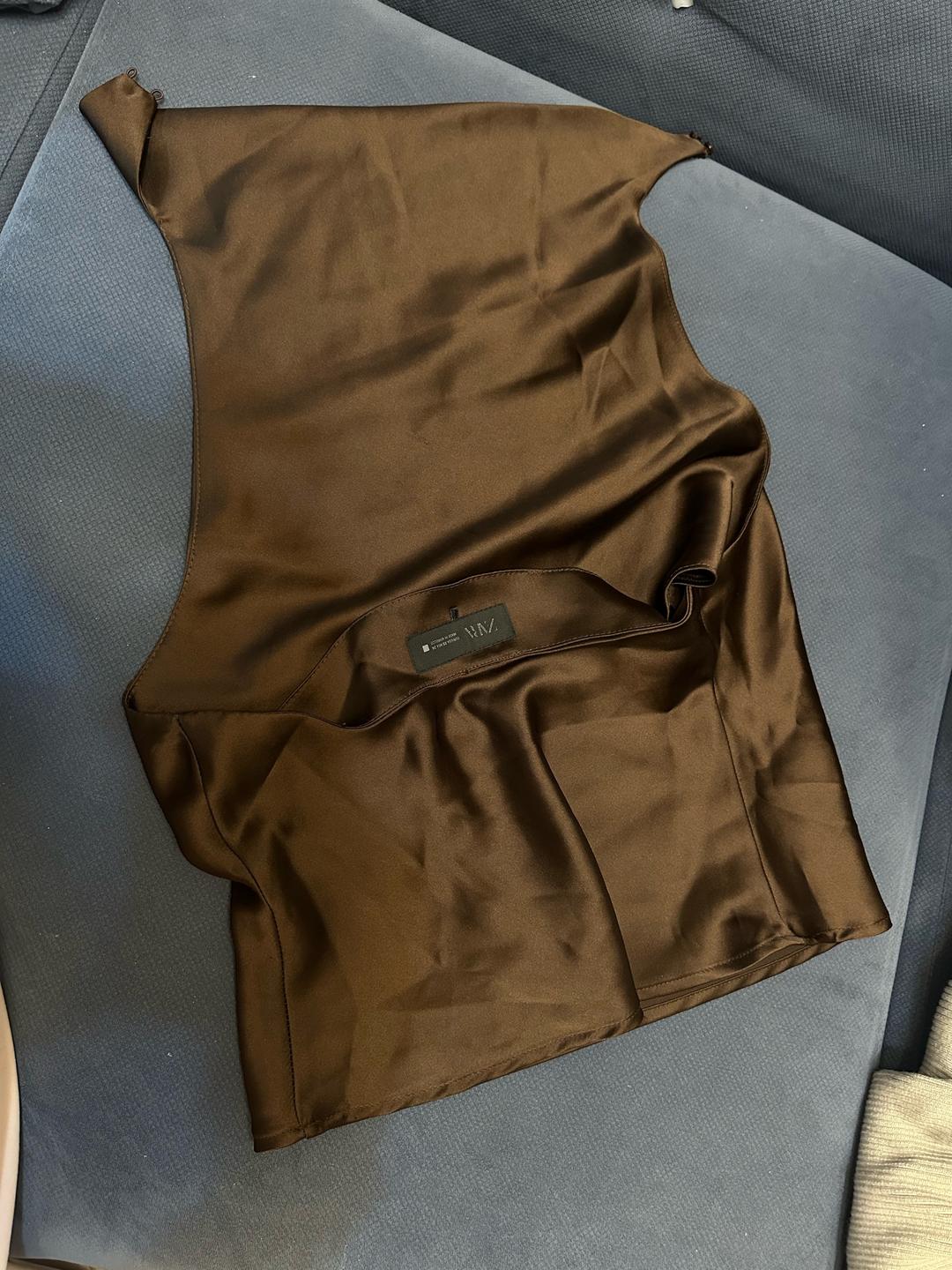 Zara Топ ZARA атласный коричневый — фото 2