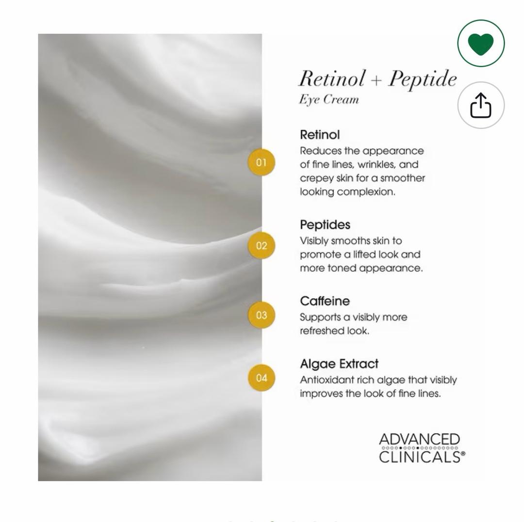 Advanced Clinicals Укрепляющий крем для кожи вокруг глаз Advanced Clinicals с ретинолом и пептидами — фото 2