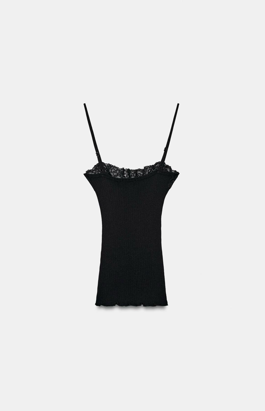 Zara Черный топ с кружевом Zara — фото 2