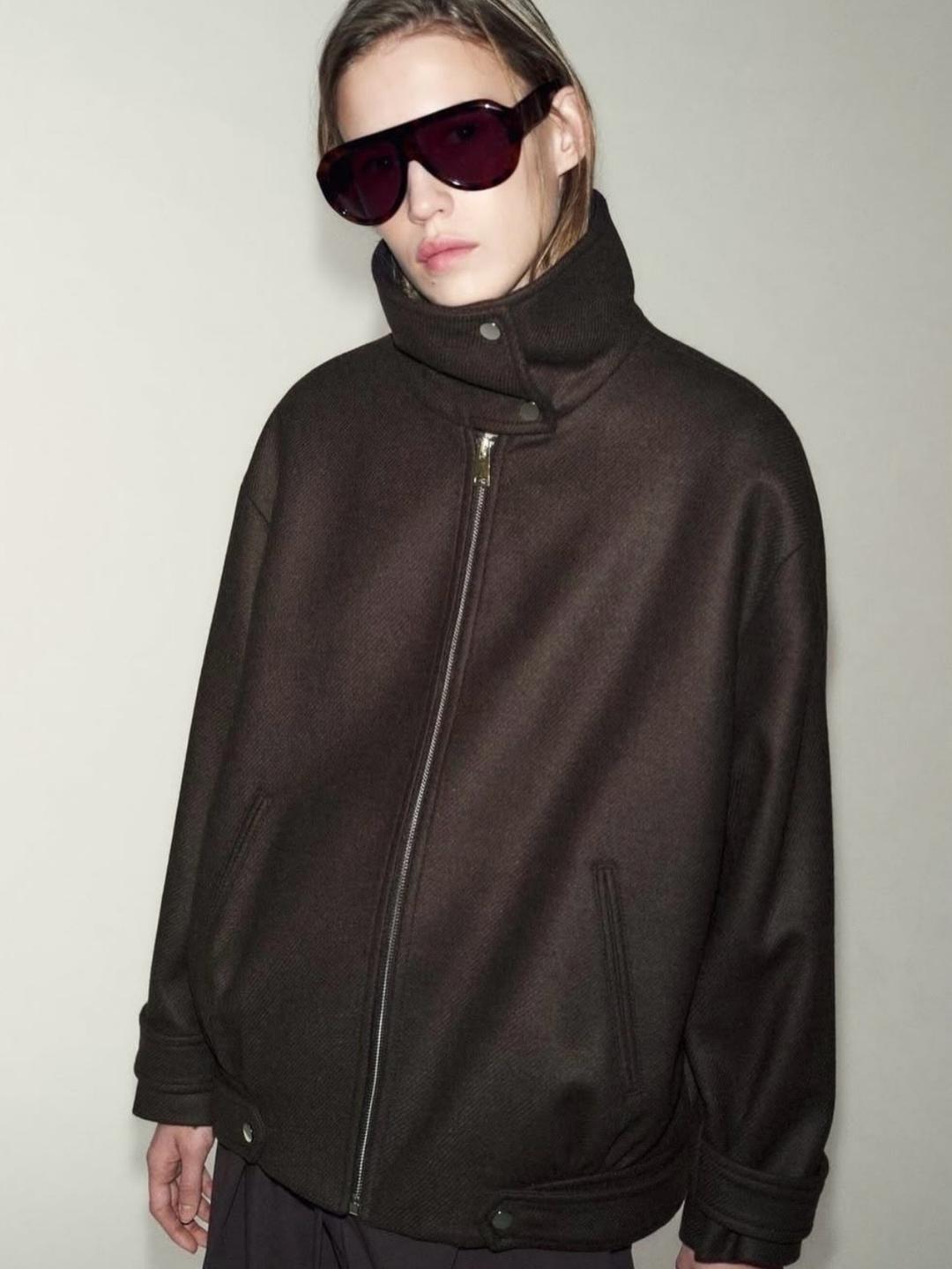 Zara Бомбер ZARA из шерсти с высоким воротником — фото 2