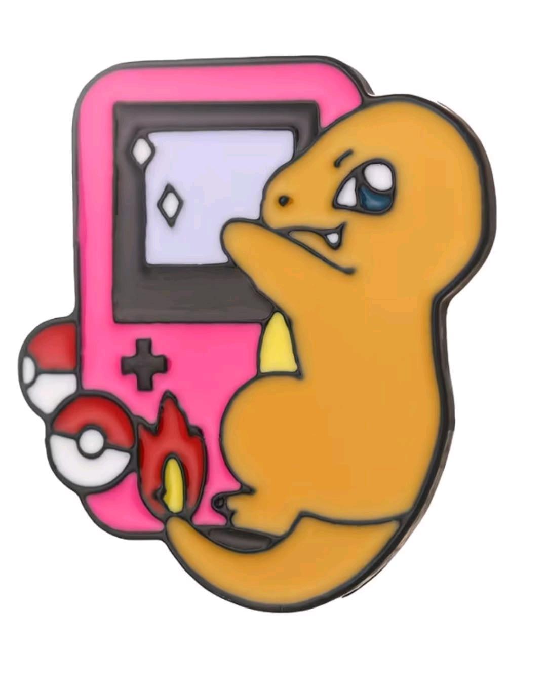 Нет бренда Значок металлический: Чармандер и Game Boy (Pokémon / Покемон) — фото 2