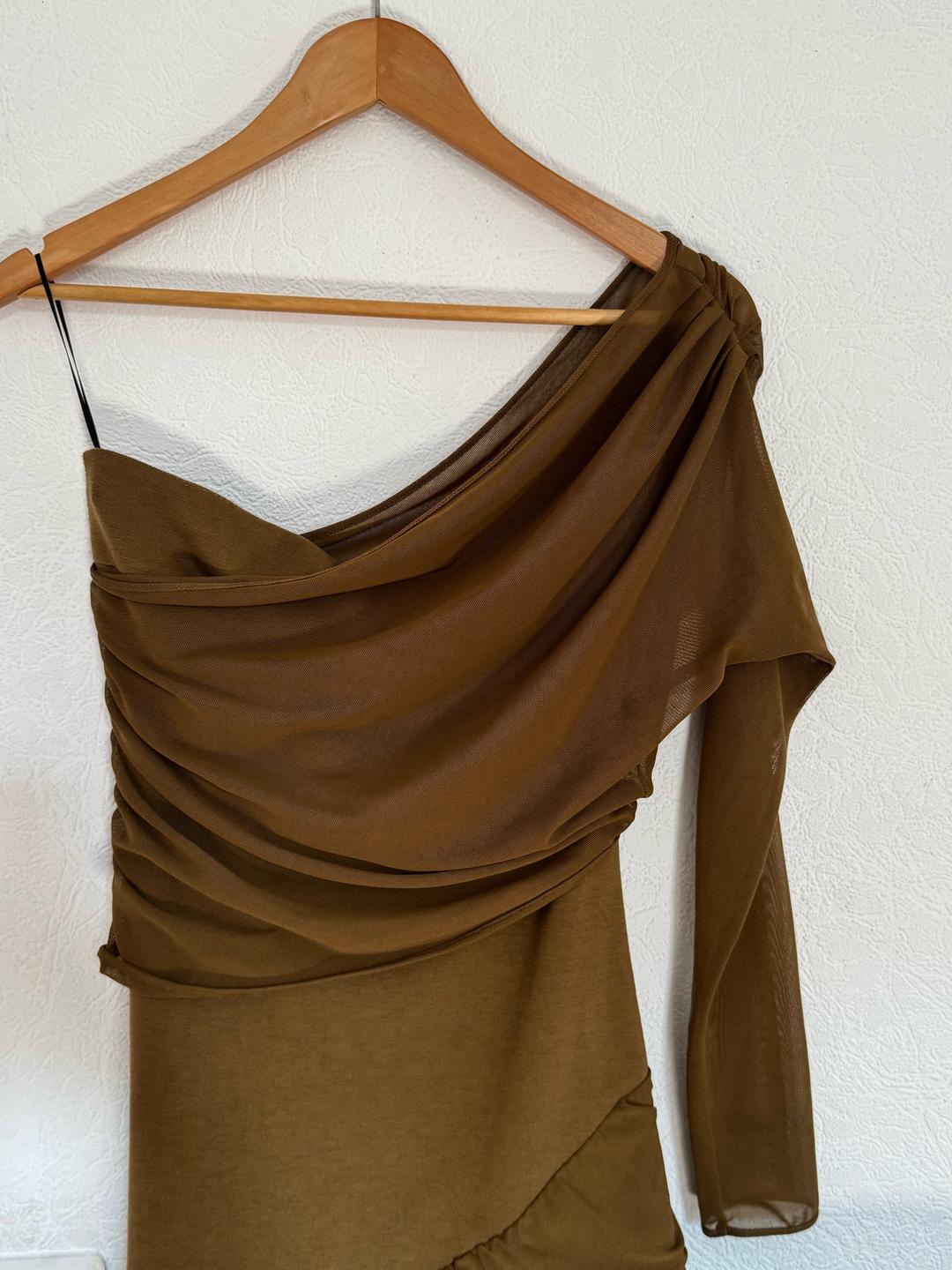 Zara Платье на одно плечо с драпировкой — фото 2