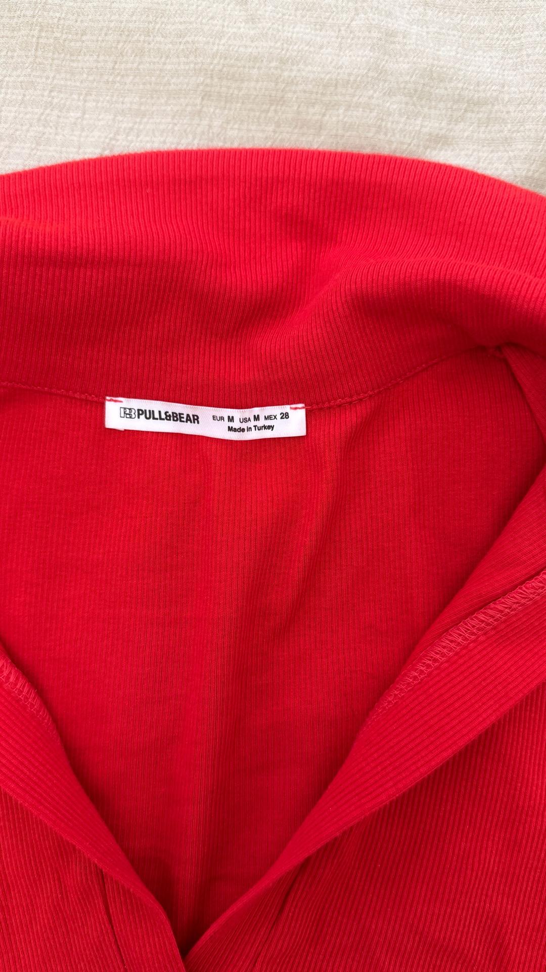 Pull & Bear Красный топ Pull&Bear с воротником — фото 2