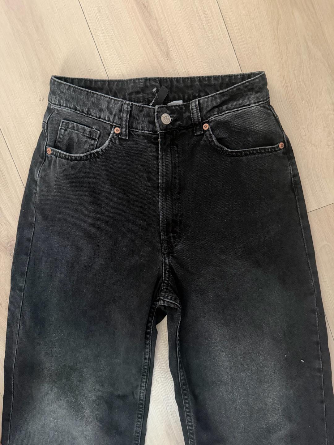 H&M Джинсы H&M широкие черные high rise wide leg — фото 2
