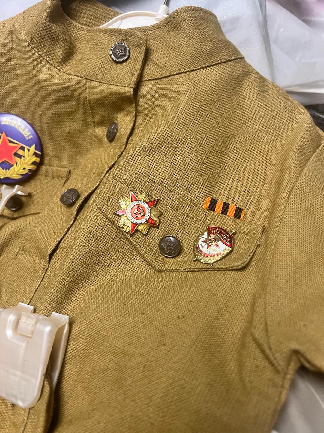 Нет бренда Детский военный костюм гимнастерка с юбкой и пилоткой — фото 2
