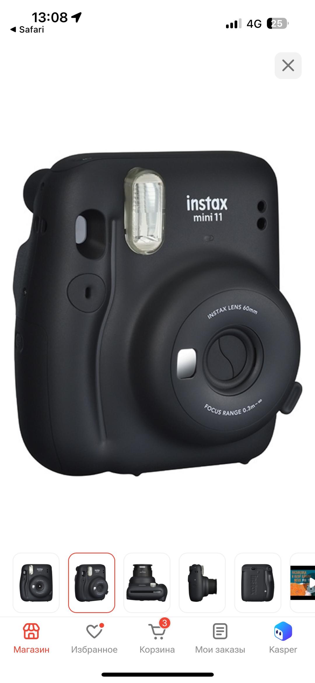 Fujifilm Фотокамера моментальной печати Fujifilm Instax Mini 11 черный — фото 2