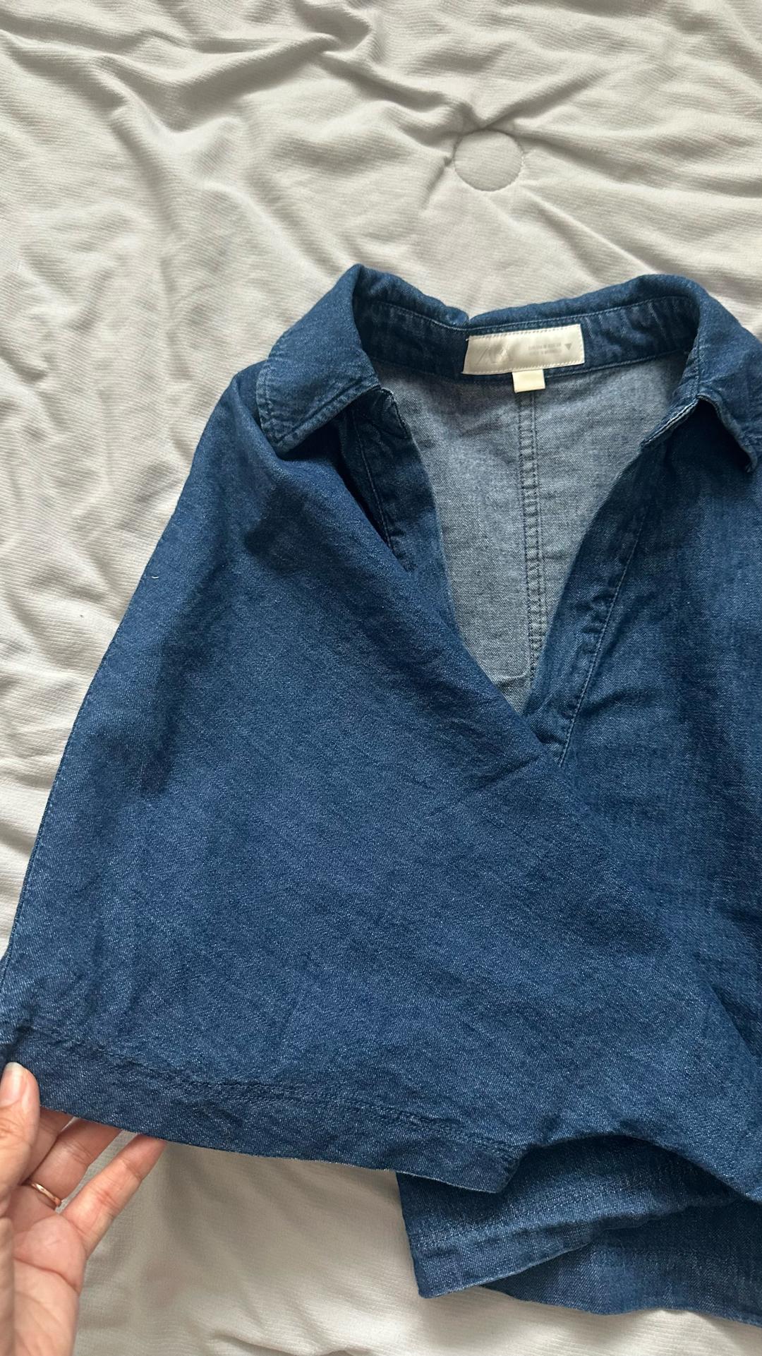 Zara Укороченная джинсовая блуза Zara — фото 2