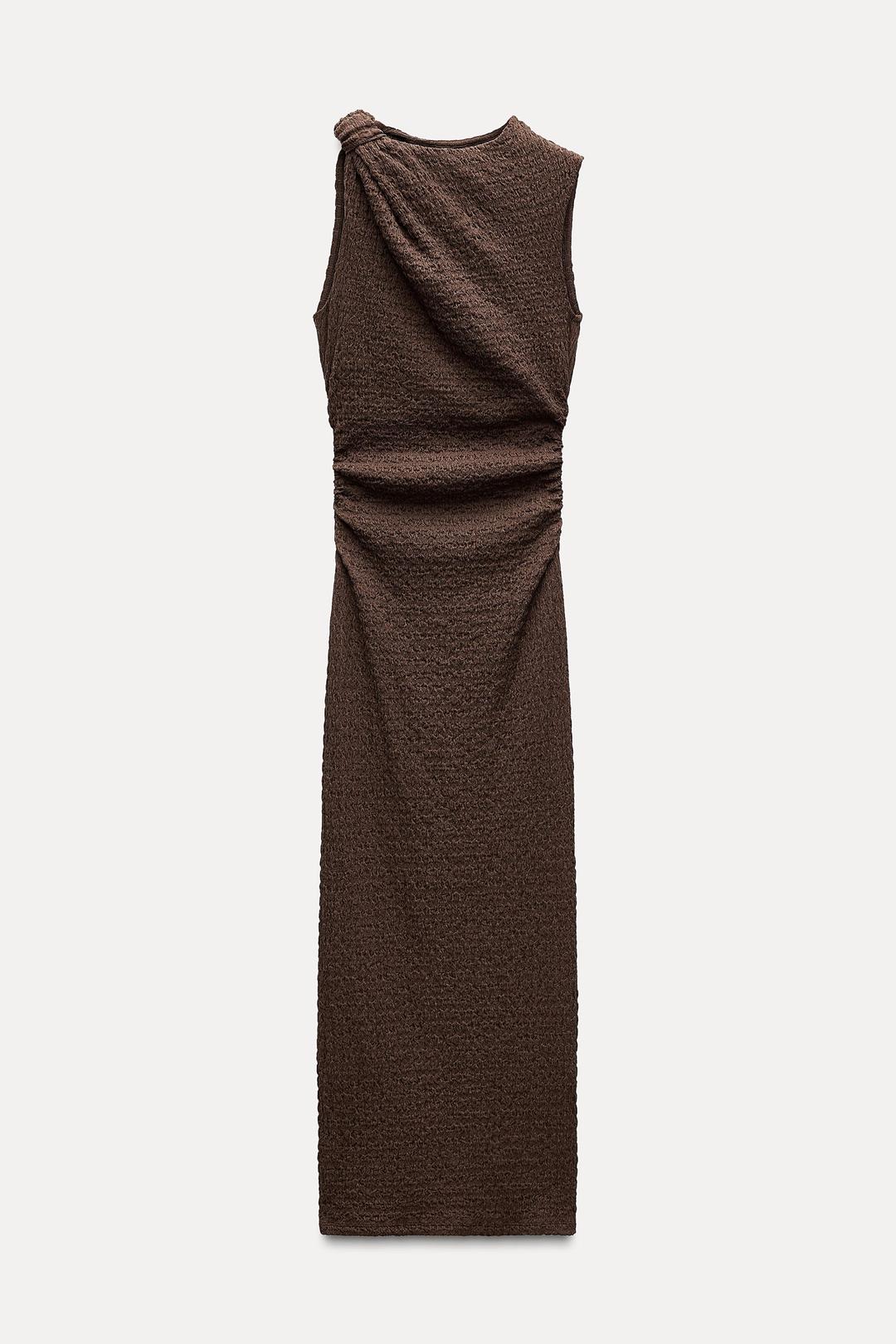 Zara Платье миди Zara из рельефной ткани с узлом, размер М — фото 2