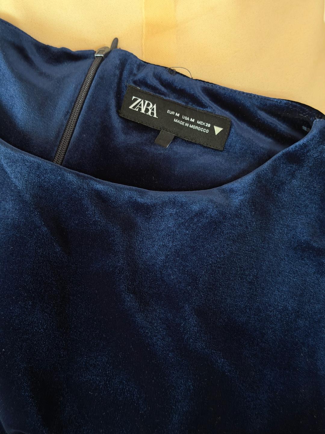 Zara Синее бархатное платье — фото 2