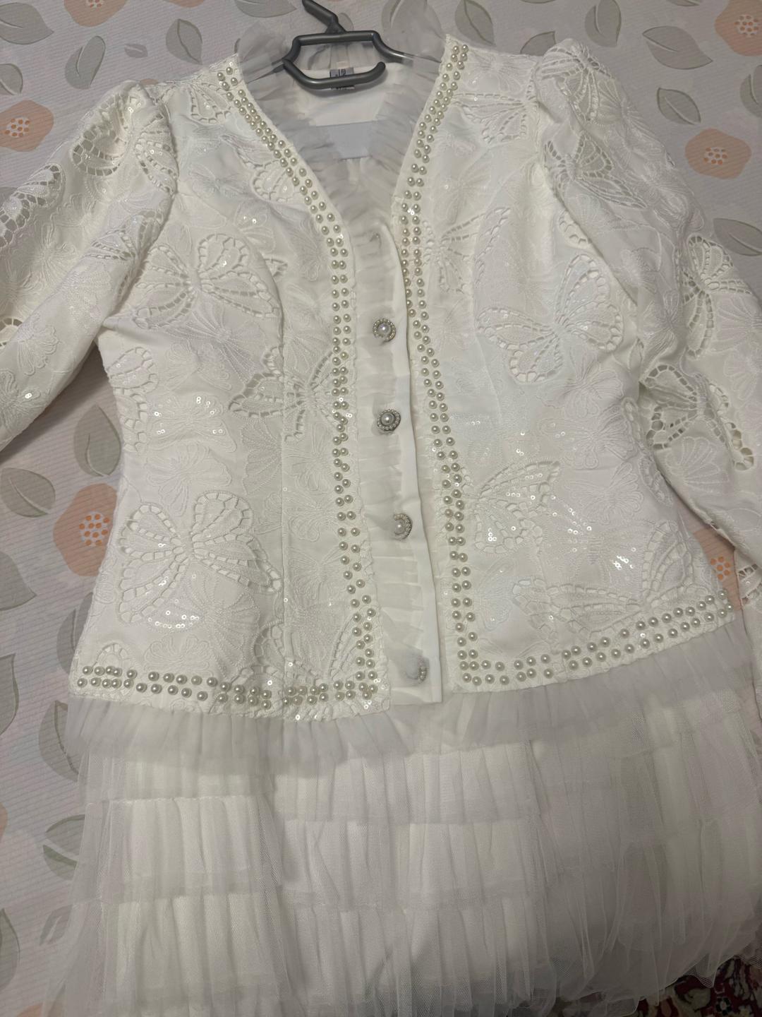 Zimmermann Белое ярустное юбка с кружевным жакетом — фото 2